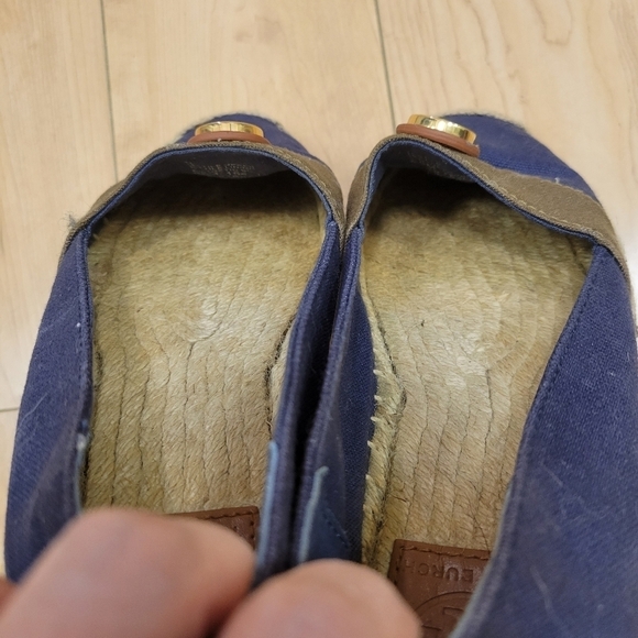 Tory Burch  espadrille casual ballet flats navy blue olive green size 6.5 - Picture 8 of 10